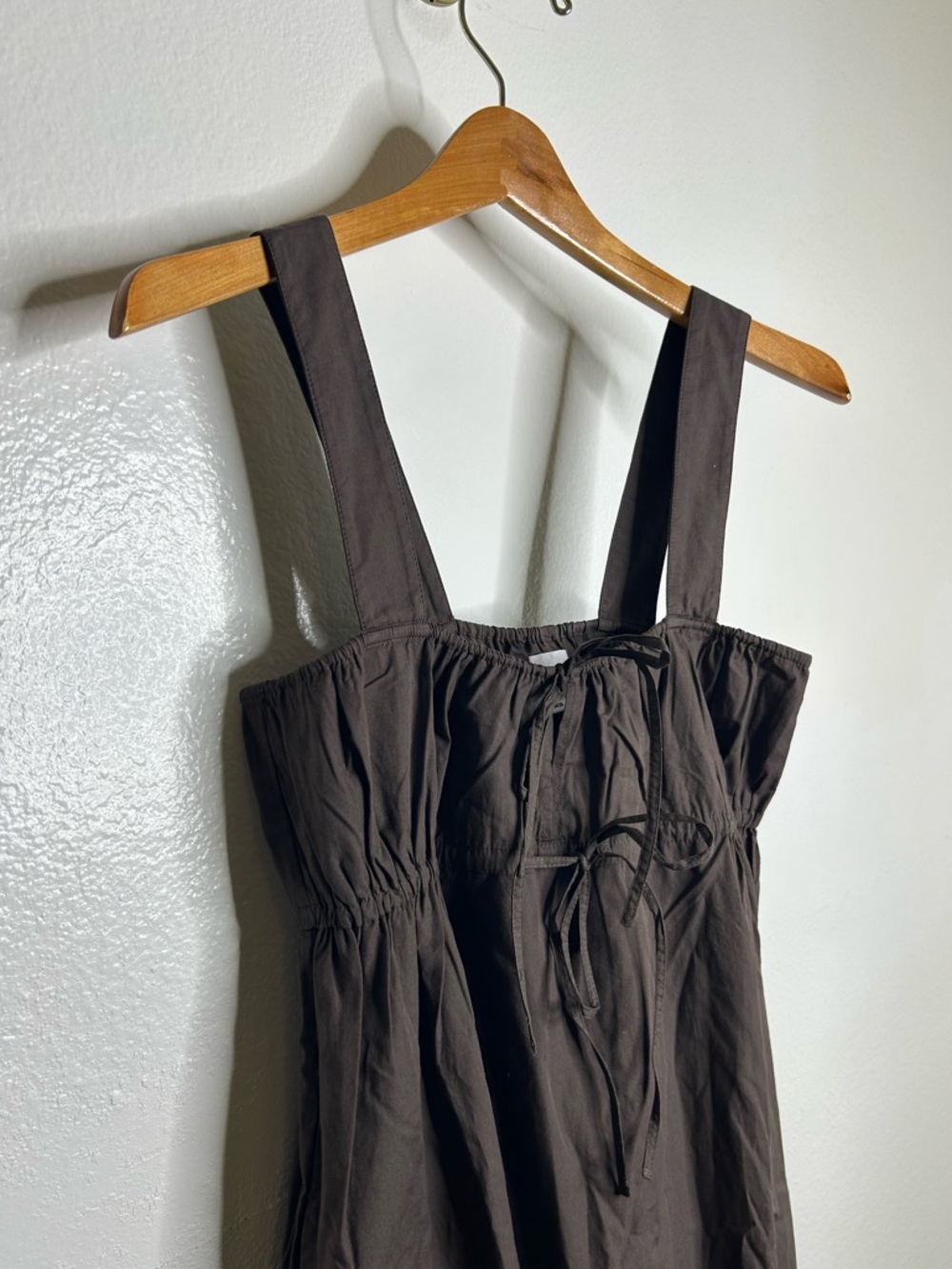MATE the Label 100% Organic Cotton Poplin Pocket Tie Midi Dress in Java Brown